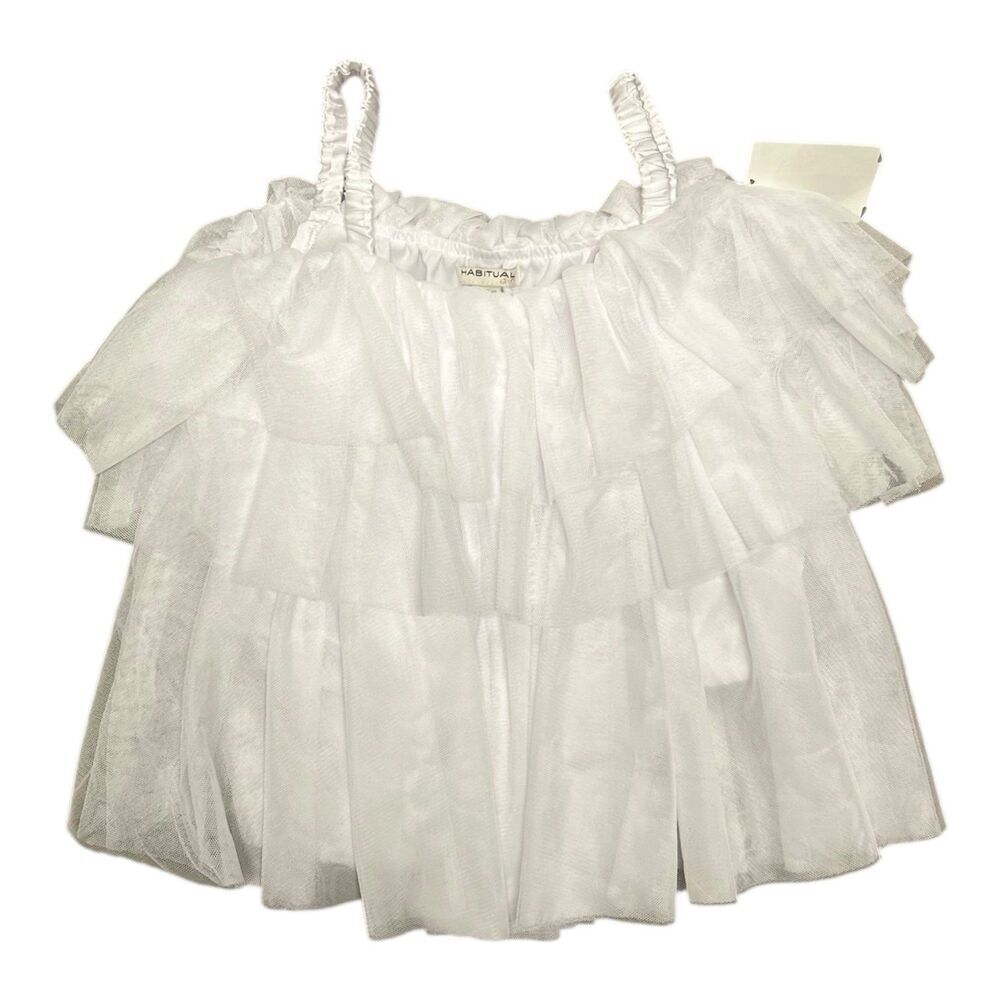 Habitual Girl White Layered Tulle Off Shoulder Top 12